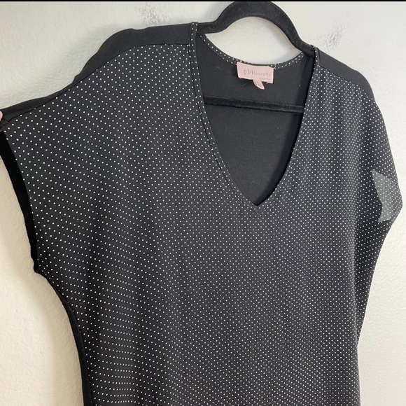 NWT Philosophy black short sleeve top with white polka dots - Picture 3 of 6